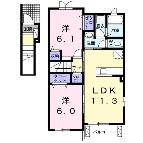 グランドソレーユ　海凪　Ｂ（201） 間取り図画像