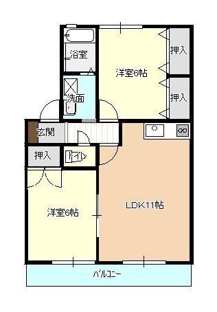 ハイカムール仲沖F棟（202） 間取り図画像