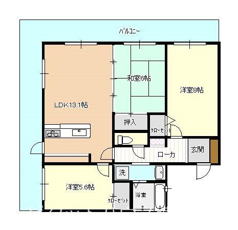 ラフォーレ愛の（602） 間取り図画像
