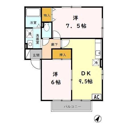 セジュールマイン　B棟（105） 間取り図画像