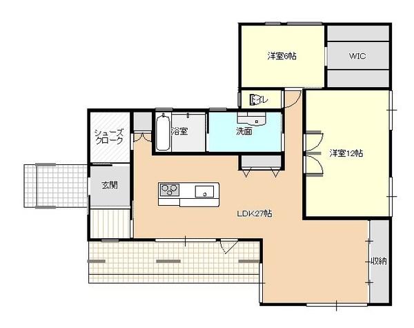 破籠井町平屋売家 間取り図画像
