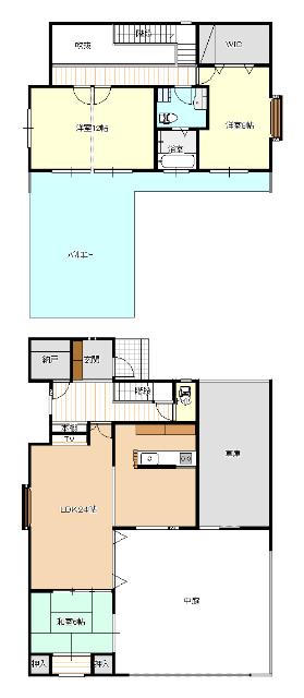小船越町中庭のあるお家 間取り図画像