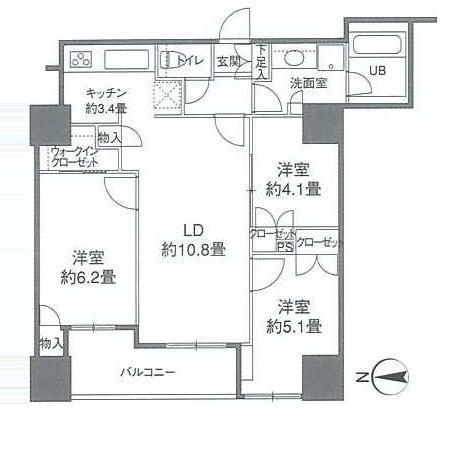カスタリアタワー品川シーサイド（1409） 間取り図画像