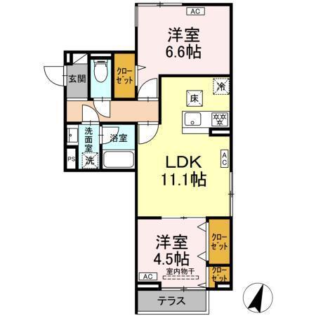 セレスティア中央　Ⅱ（107） 間取り図画像