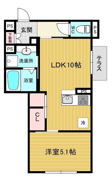 Ｄ‐ｒｏｏｍ　ＷＥＳＴ　ＰＡＲＫ　西宮北口 間取り図画像