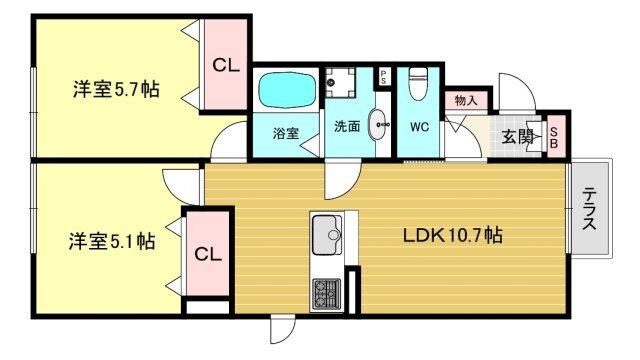 チェリーハウスⅡ　A棟 間取り図画像