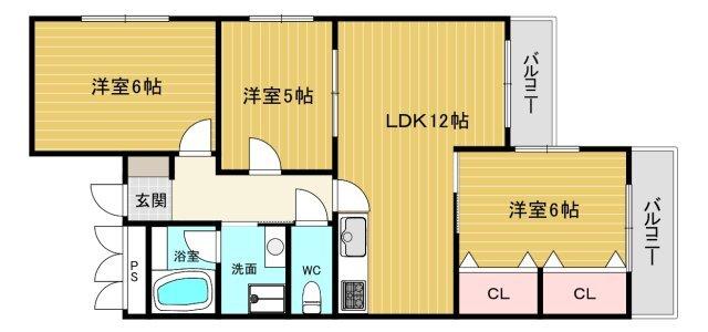 越水ハイツ 間取り図画像