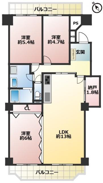 3LDK+納戸スペース　