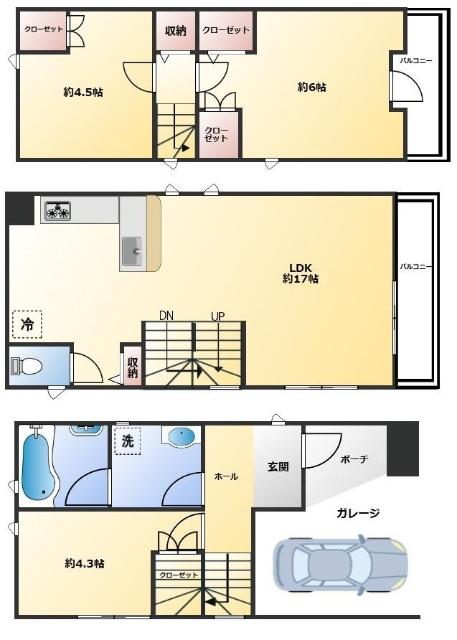 下から1階・2階・3階となっております