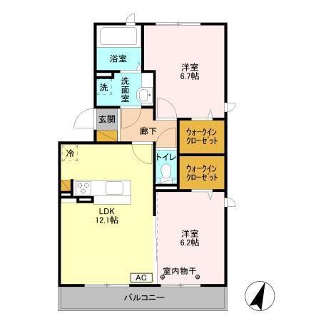 グリシーヌ　フルール（201） 間取り図画像