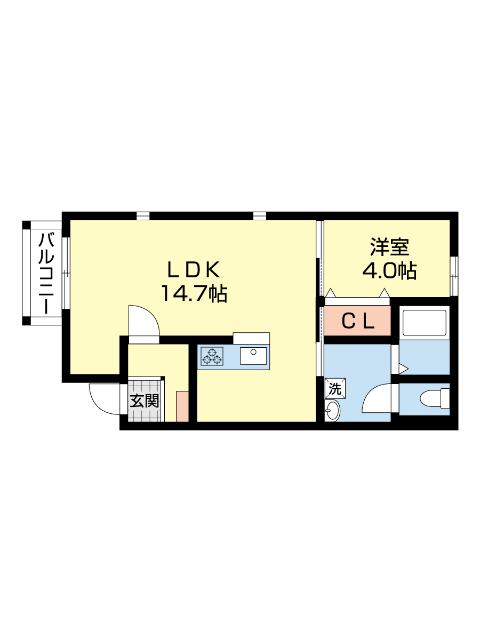 ※同タイプの参考間取り図です。 　実際の