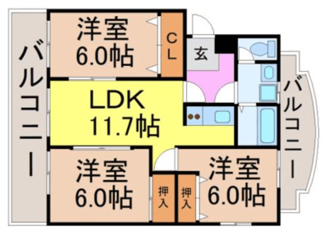 グランデ三番町 間取り図画像