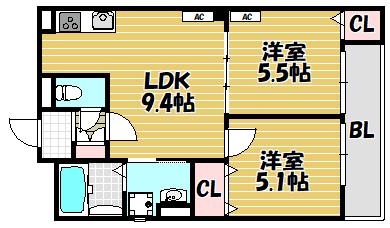 クリエオーレ津の辺町Ⅰ（302） 間取り図画像