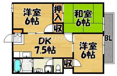 ヴェルディハイツ（101） 間取り図画像