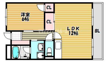 メルベーユ扇町（402） 間取り図画像