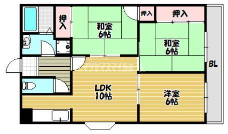 東大阪市南荘町マンション 間取り図画像
