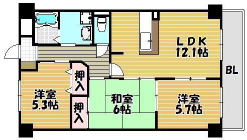 ヴェルデュール石切（202） 間取り図画像