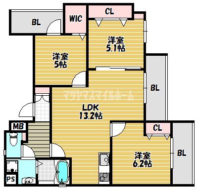ラモーナ雁屋西町（301） 間取り図画像