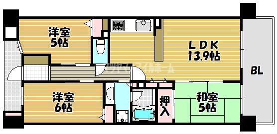 コスモ住道駅前 間取り図画像