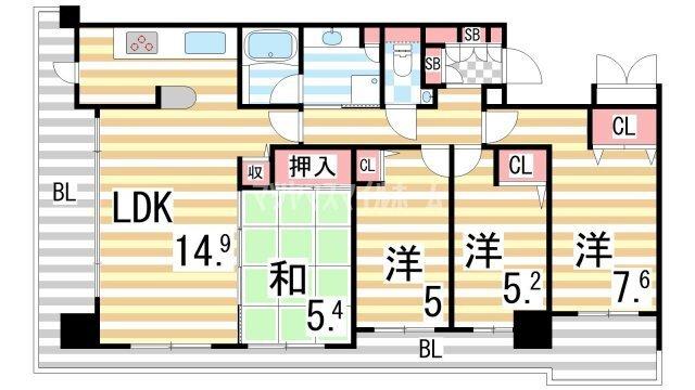 ローレルスクエア住道サンタワー 間取り図画像
