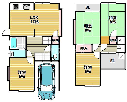 岸和田3丁目戸建賃貸（1） 間取り図画像