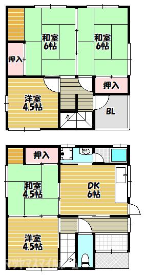 大東市三箇一戸建 間取り図画像