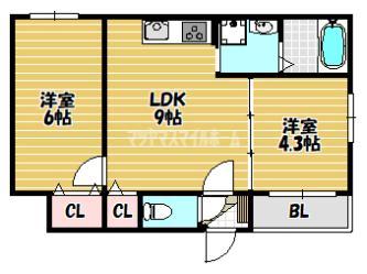 大東市南津の辺町アパート 間取り図画像