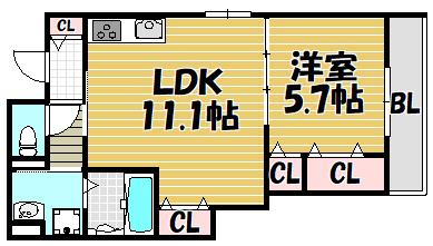クリエオーレ北島町（303） 間取り図画像
