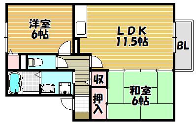 サンメゾン塚脇（202） 間取り図画像