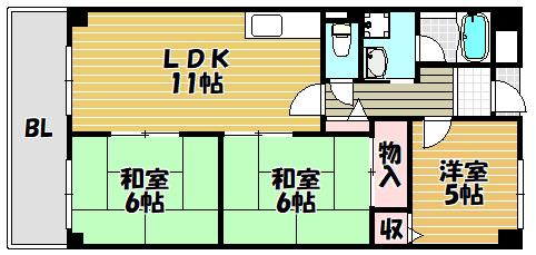 大東市北条マンション 間取り図画像