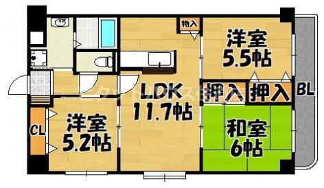ヴェルデュール石切（505） 間取り図画像