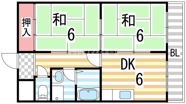 カサグランディ鴻池（2B） 間取り図画像