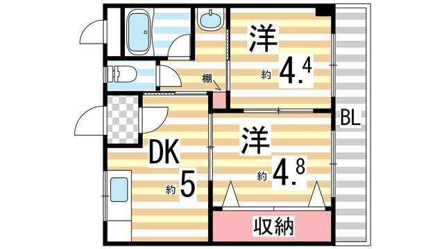インテンス大東（旧Renatus大東）（1A） 間取り図画像