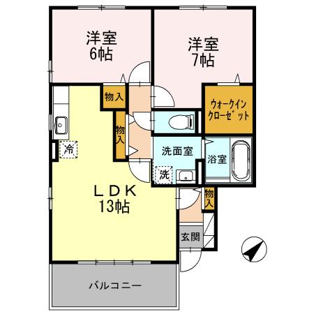グレーヌ　Ⅰ番館（201） 間取り図画像