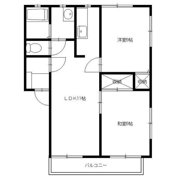 倉敷市茶屋町アパート 間取り図画像