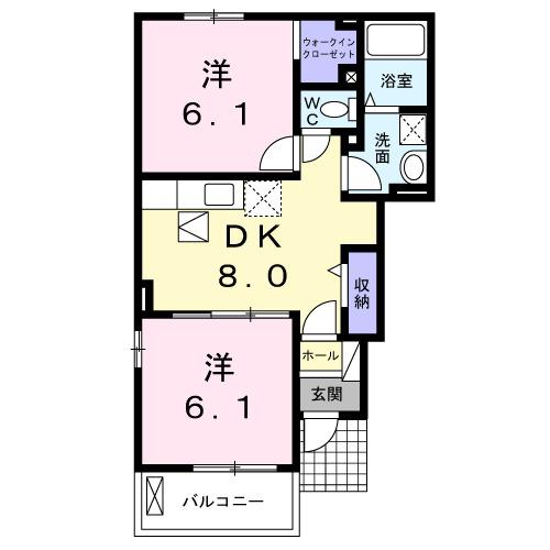 プリムローズ　うえまつ　Ⅱ（101） 間取り図画像