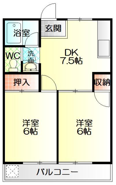 フェアリーテイル（2B） 間取り図画像
