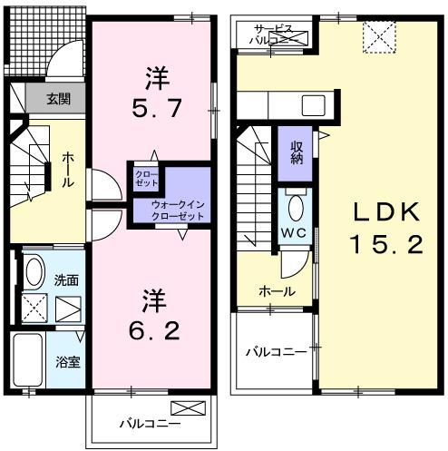 レクイアーレ７２　Ａ（101） 間取り図画像
