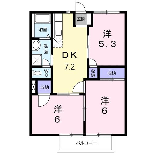 エクセラン三日市（1-C） 間取り図画像