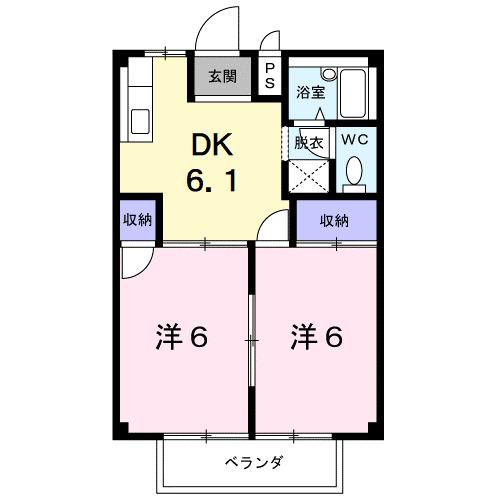 コーポウィンフィールドＢ棟（1-B） 間取り図画像