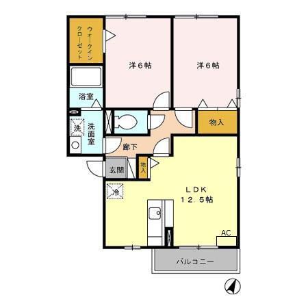カーサ ハーモニー　B（202） 間取り図画像