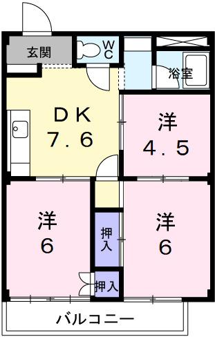 アーバンハイツＡ（2-A） 間取り図画像