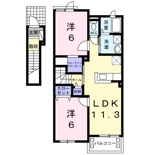 シャン・ド・フルール　Ａ（202） 間取り図画像