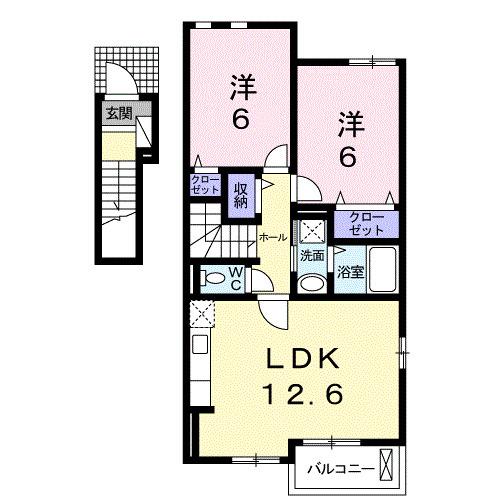 レクイアーレ７２　Ｂ（201） 間取り図画像