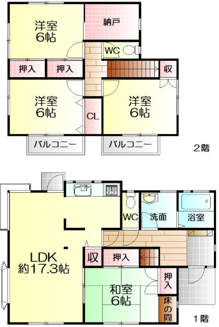 岸岡町中古戸建 間取り図画像