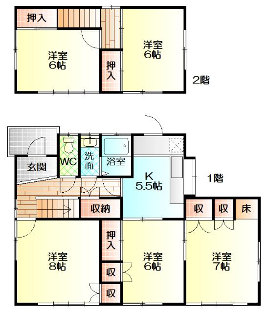 北堀江2丁目中古住宅(2階建) 間取り図画像