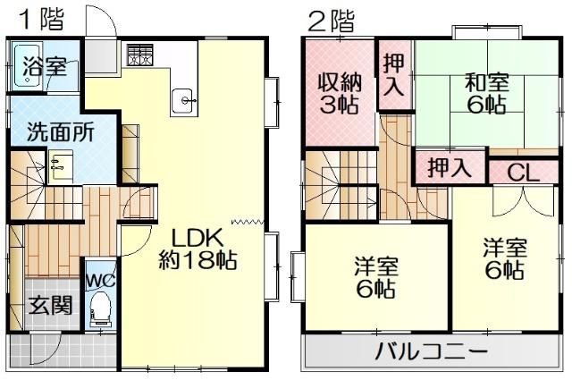 中旭が丘１丁目中古戸建 間取り図画像