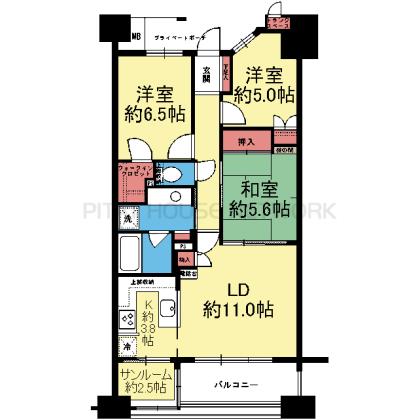 南東向き3LDK