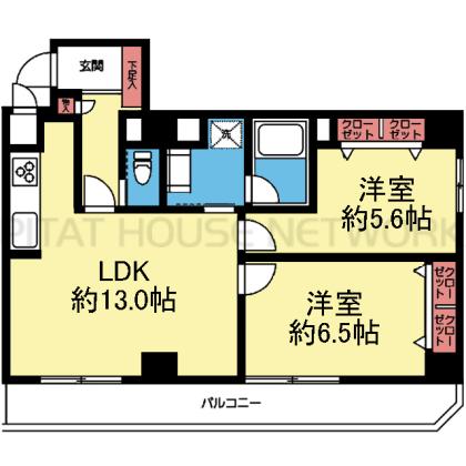 2室とも収納ある洋室の2LDK