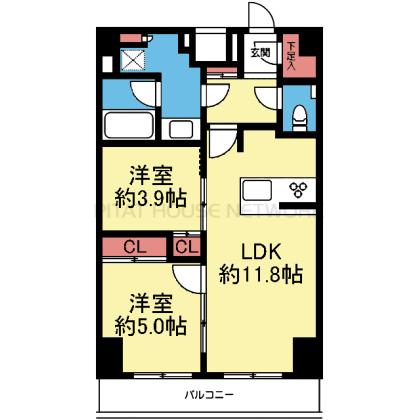 対面式キッチンの2LDK